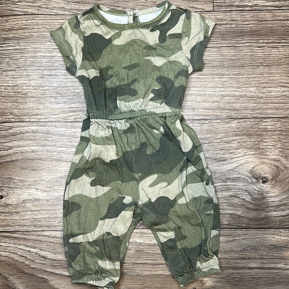 0-3 month one piece camp outfit- baby girl